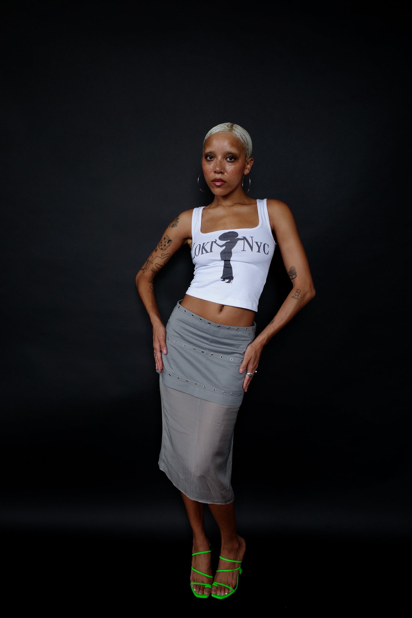 Grey Eyelet Skirt